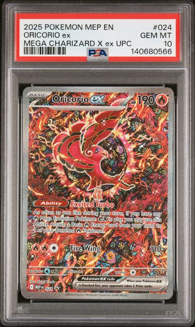 (Set 049) PSA 10 2025 EN MEGA CHARIZARD X ex UPC #023 & ORICORIO ex MEGA #024 140680565