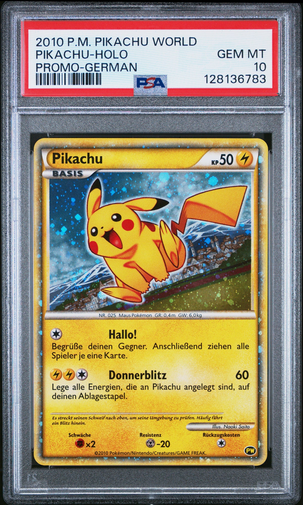 PSA 10 2010 PIKACHU WORLD PROMO GERMAN 128136783