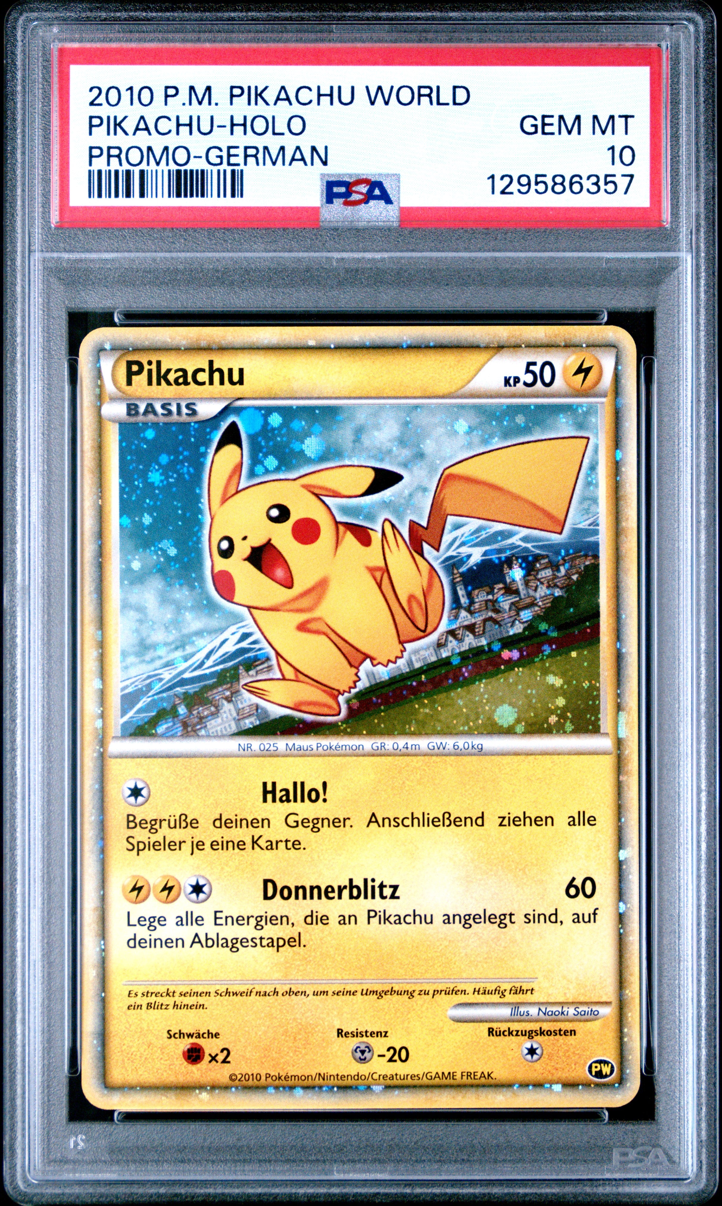 PSA 10 2010 PIKACHU WORLD PROMO GERMAN 129586357
